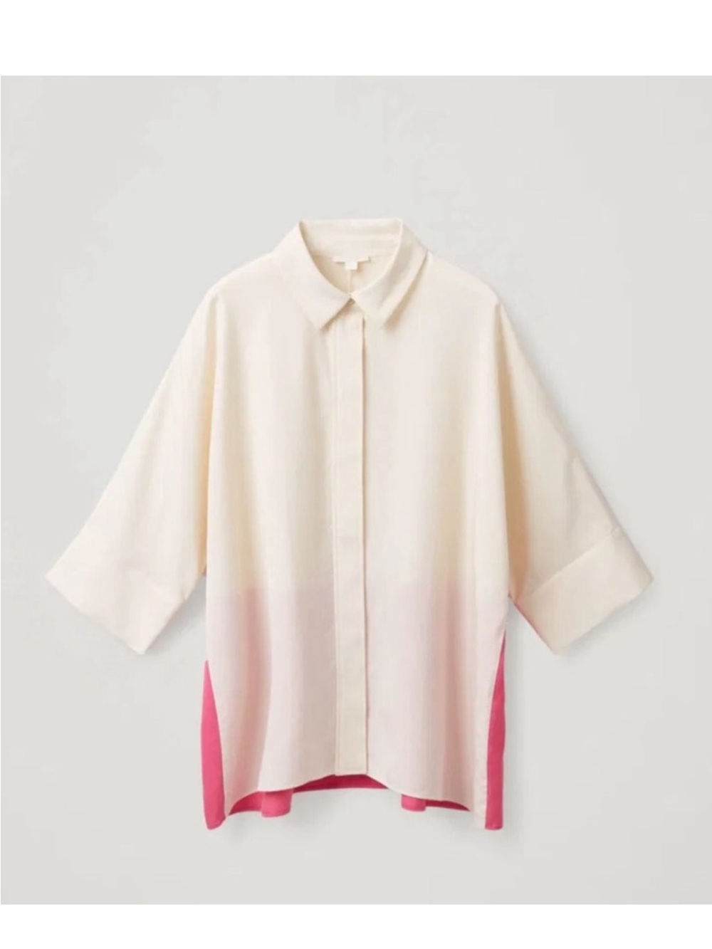 COS Oversized Shirt S Ivory Hot Pink Colorblock Minimalist Avant Garde Y2K 90s - Picture 7 of 16
